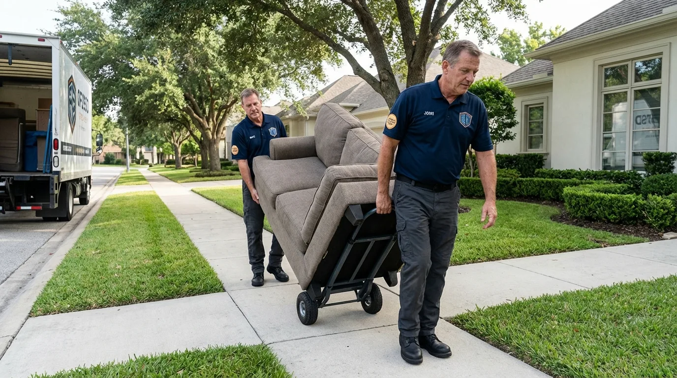 Local residential moving crew loading furniture in Milford, MA